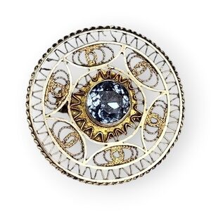 Israeli Yemeni Sterling Filigree Brooch Cannetille Gold Wash 925 Silver Vintage